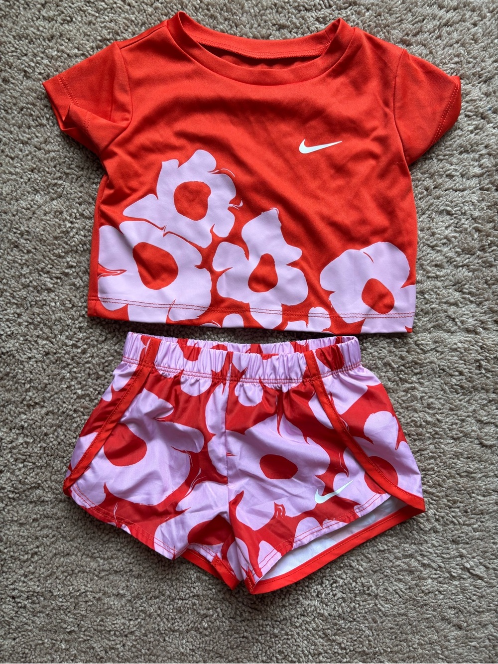 Baby Girl 12m Nike Red Dri-FIT Athletic set with White Swoosh